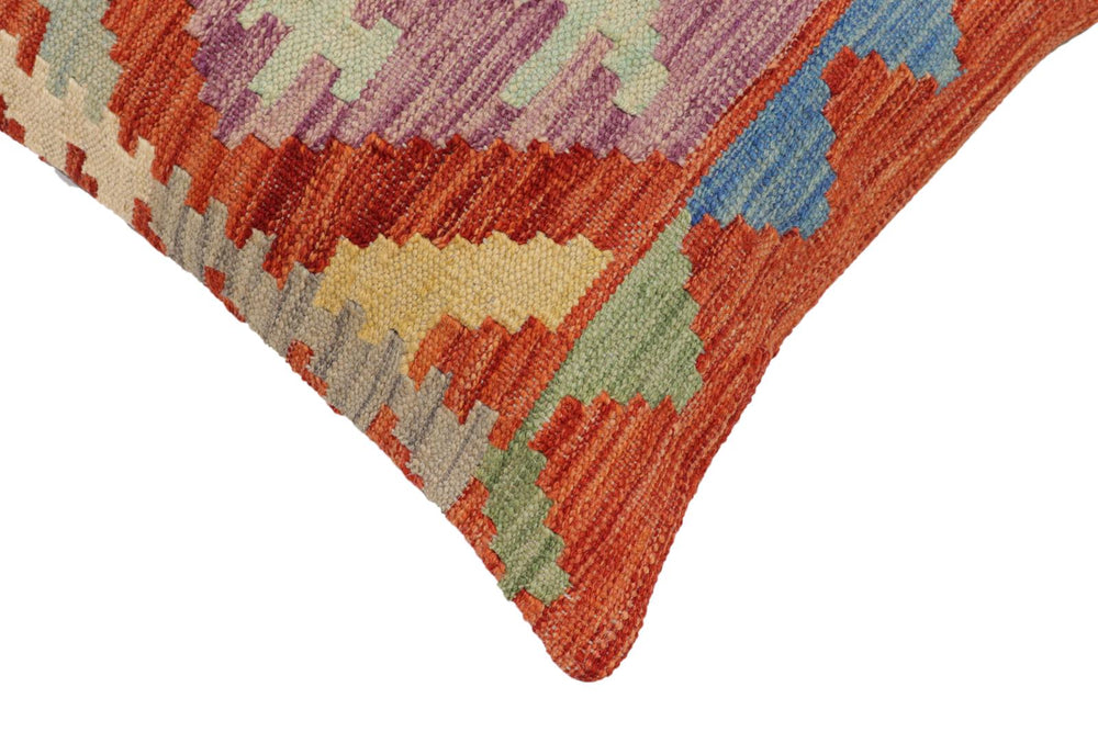 handmade Traditional Pillow Rust Blue Hand-Woven SQUARE 100% WOOL Hand woven turkish pillow2 x 2