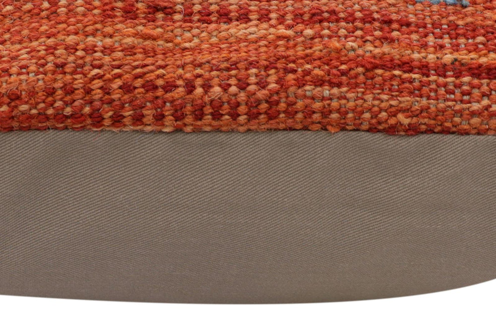 handmade Traditional Pillow Rust Blue Hand-Woven SQUARE 100% WOOL Hand woven turkish pillow2 x 2