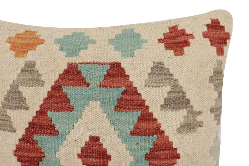 handmade Traditional Pillow Beige Red Hand-Woven SQUARE 100% WOOL Hand woven turkish pillow2 x 2