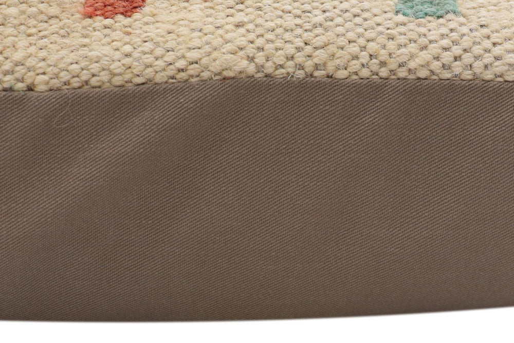handmade Traditional Pillow Beige Red Hand-Woven SQUARE 100% WOOL Hand woven turkish pillow2 x 2