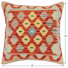 handmade Traditional Pillow Rust Blue Hand-Woven SQUARE 100% WOOL Hand woven turkish pillow2 x 2