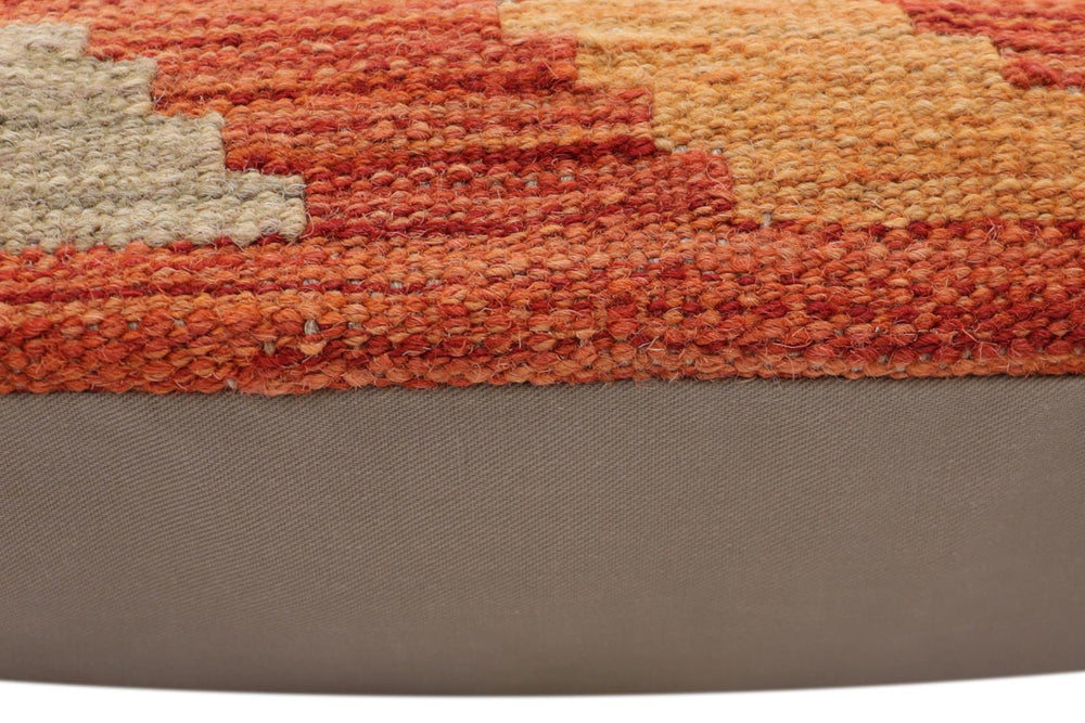 handmade Traditional Pillow Rust Blue Hand-Woven SQUARE 100% WOOL Hand woven turkish pillow2 x 2