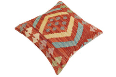 handmade Traditional Pillow Rust Blue Hand-Woven SQUARE 100% WOOL Hand woven turkish pillow2 x 2