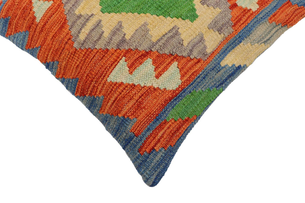 handmade Traditional Pillow Rust Blue Hand-Woven SQUARE 100% WOOL Hand woven turkish pillow2 x 2