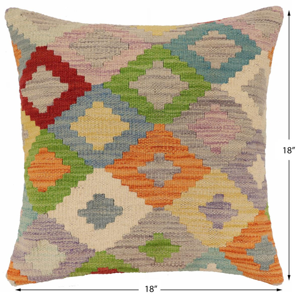 handmade Traditional Pillow Blue Red Hand-Woven SQUARE 100% WOOL Hand woven turkish pillow2 x 2