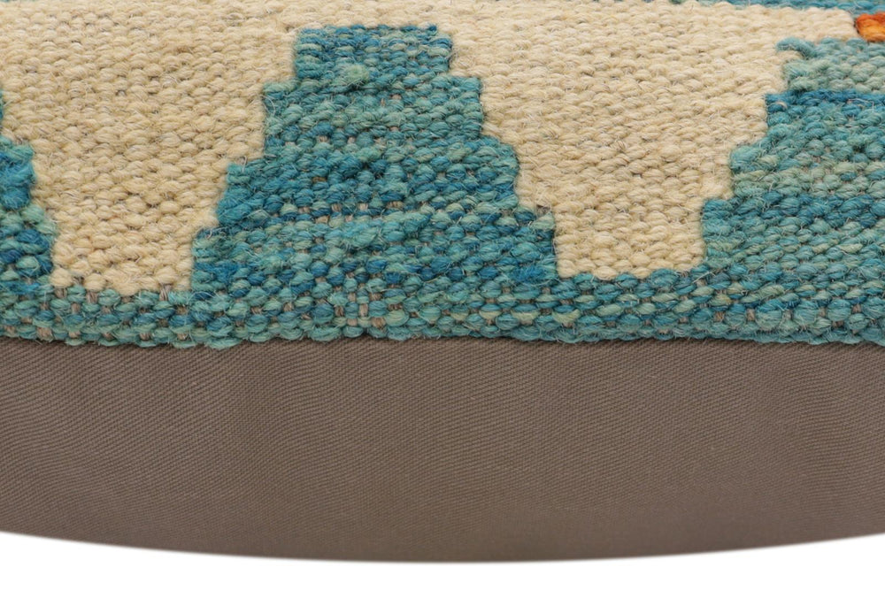 handmade Traditional Pillow Blue Rust Hand-Woven SQUARE 100% WOOL Hand woven turkish pillow2 x 2