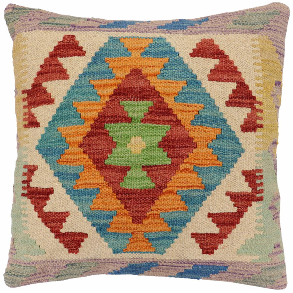 handmade Traditional Pillow Red Blue Hand-Woven SQUARE 100% WOOL Hand woven turkish pillow2 x 2