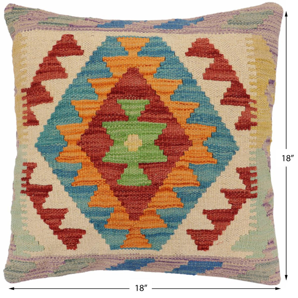 handmade Traditional Pillow Red Blue Hand-Woven SQUARE 100% WOOL Hand woven turkish pillow2 x 2