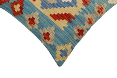 handmade Traditional Pillow Blue Rust Hand-Woven SQUARE 100% WOOL Hand woven turkish pillow2 x 2