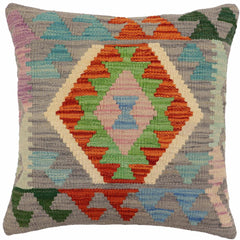 handmade Traditional Pillow Gray Rust Hand-Woven SQUARE 100% WOOL Hand woven turkish pillow2 x 2