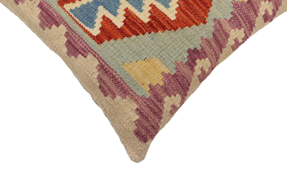 handmade Traditional Pillow Rust Blue Hand-Woven SQUARE 100% WOOL Hand woven turkish pillow2 x 2
