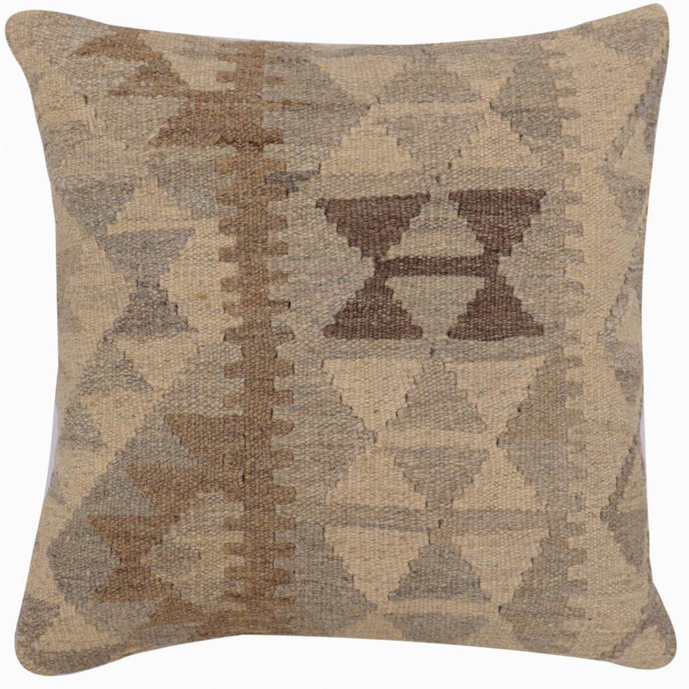 handmade Traditional Pillow Beige Gray Hand-Woven SQUARE 100% WOOL Hand woven turkish pillow2 x 2