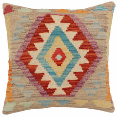 handmade Traditional Pillow Rust Blue Hand-Woven SQUARE 100% WOOL Hand woven turkish pillow2 x 2