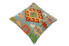 handmade Traditional Pillow Blue Rust Hand-Woven SQUARE 100% WOOL Hand woven turkish pillow2 x 2