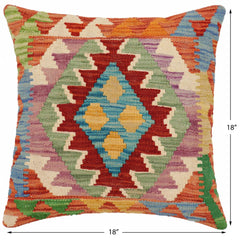 handmade Traditional Pillow Rust Blue Hand-Woven SQUARE 100% WOOL Hand woven turkish pillow2 x 2