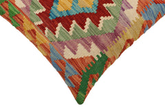 handmade Traditional Pillow Rust Blue Hand-Woven SQUARE 100% WOOL Hand woven turkish pillow2 x 2