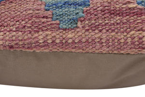 handmade Traditional Pillow Rust Blue Hand-Woven SQUARE 100% WOOL Hand woven turkish pillow2 x 2