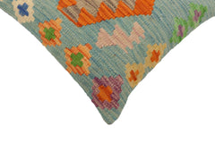 handmade Traditional Pillow Blue Rust Hand-Woven SQUARE 100% WOOL Hand woven turkish pillow2 x 2