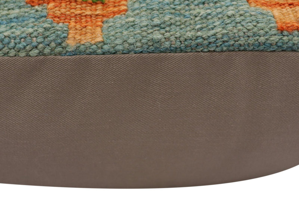 handmade Traditional Pillow Blue Rust Hand-Woven SQUARE 100% WOOL Hand woven turkish pillow2 x 2
