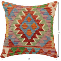 handmade Traditional Pillow Rust Blue Hand-Woven SQUARE 100% WOOL Hand woven turkish pillow2 x 2