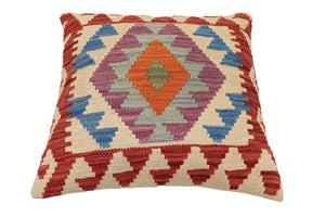 handmade Traditional Pillow Beige Red Hand-Woven SQUARE 100% WOOL Hand woven turkish pillow2 x 2