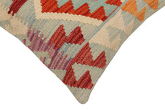 handmade Traditional Pillow Blue Rust Hand-Woven SQUARE 100% WOOL  Hand woven turkish pillow  PILLOW