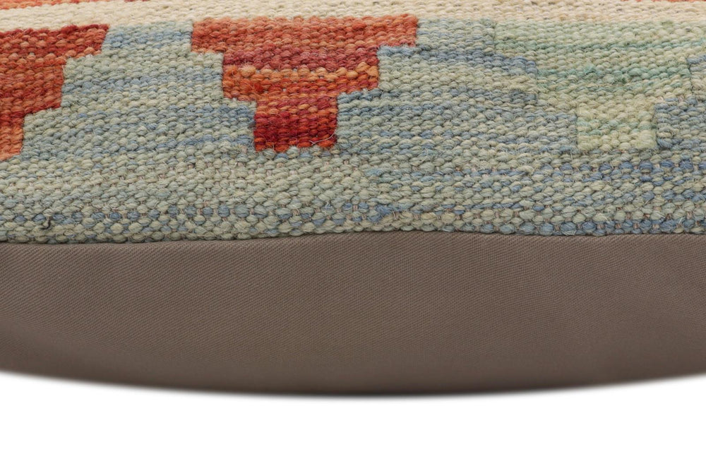 handmade Traditional Pillow Rust Blue Hand-Woven SQUARE 100% WOOL  Hand woven turkish pillow  PILLOW