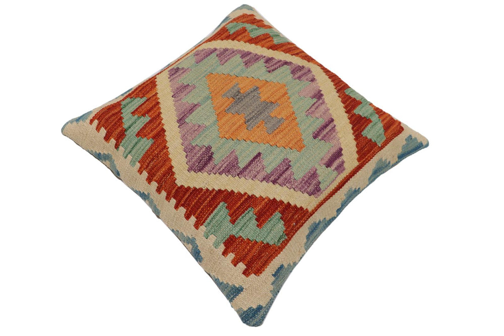 handmade Traditional Pillow Rust Beige Hand-Woven SQUARE 100% WOOL  Hand woven turkish pillow  PILLOW