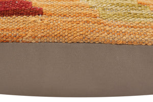handmade Traditional Pillow Orange Red Hand-Woven SQUARE 100% WOOL  Hand woven turkish pillow  2 x 2