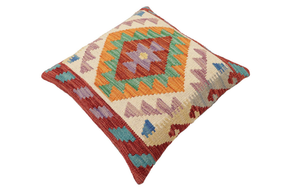 handmade Traditional Pillow Red Beige Hand-Woven SQUARE 100% WOOL  Hand woven turkish pillow  PILLOW
