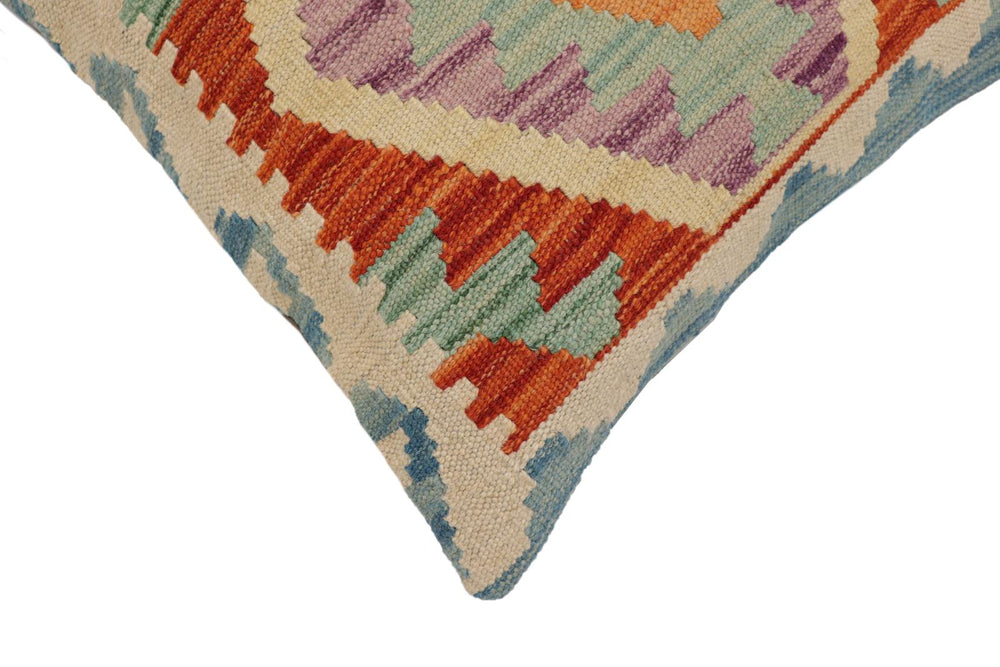 handmade Traditional Pillow Rust Blue Hand-Woven SQUARE 100% WOOL  Hand woven turkish pillow  PILLOW