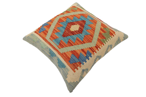 handmade Traditional Pillow Rust Blue Hand-Woven SQUARE 100% WOOL  Hand woven turkish pillow  PILLOW
