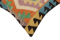 handmade Traditional Pillow Blue Beige Hand-Woven SQUARE 100% WOOL  Hand woven turkish pillow  PILLOW