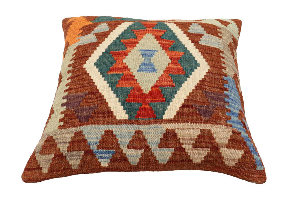 handmade Traditional Pillow Brown Rust Hand-Woven SQUARE 100% WOOL  Hand woven turkish pillow  PILLOW