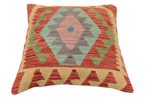 handmade Traditional Pillow Beige Red Hand-Woven SQUARE 100% WOOL  Hand woven turkish pillow  PILLOW