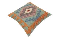 handmade Traditional Pillow Blue Gray Hand-Woven SQUARE 100% WOOL  Hand woven turkish pillow  PILLOW
