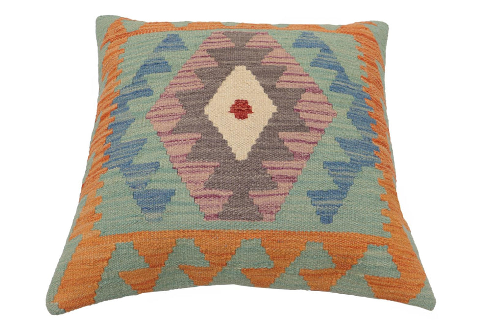handmade Traditional Pillow Blue Gray Hand-Woven SQUARE 100% WOOL  Hand woven turkish pillow  PILLOW