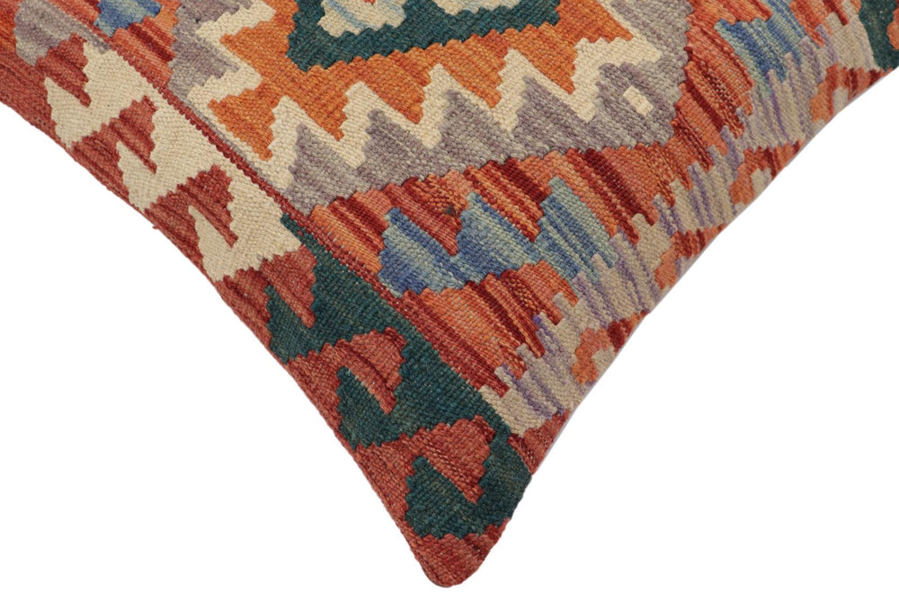handmade Traditional Pillow Rust Blue Hand-Woven SQUARE 100% WOOL  Hand woven turkish pillow  PILLOW