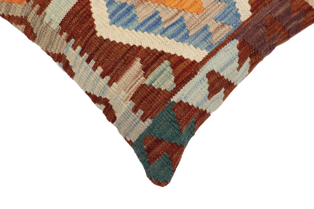 handmade Traditional Pillow Rust Blue Hand-Woven SQUARE 100% WOOL Hand woven turkish pillow2 x 2
