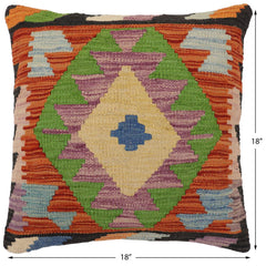 handmade Traditional Pillow Rust Blue Hand-Woven SQUARE 100% WOOL Hand woven turkish pillow2 x 2