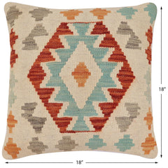 handmade Traditional Pillow Beige Rust Hand-Woven SQUARE 100% WOOL Hand woven turkish pillow2 x 2