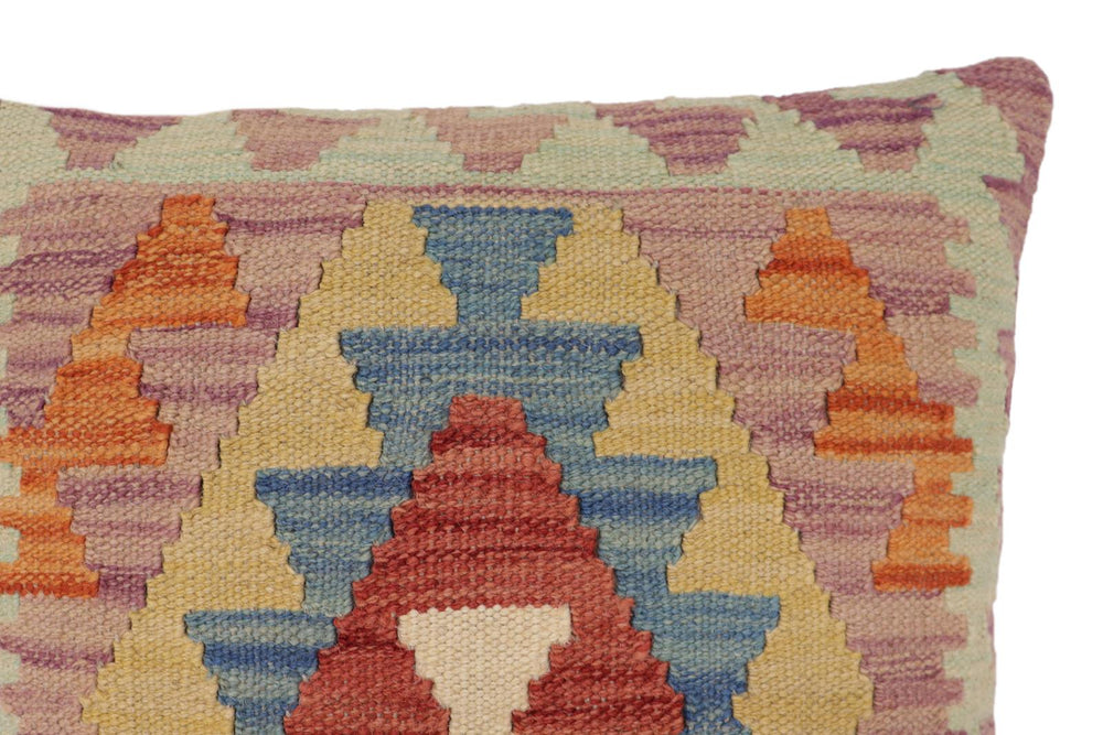 handmade Traditional Pillow Red Blue Hand-Woven SQUARE 100% WOOL  Hand woven turkish pillow  2 x 2