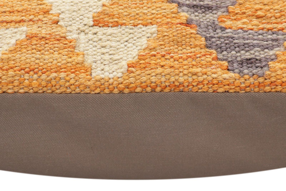 handmade Traditional Pillow Orange Blue Hand-Woven SQUARE 100% WOOL Hand woven turkish pillow2 x 2