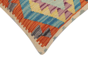 handmade Traditional Pillow Rust Blue Hand-Woven SQUARE 100% WOOL Hand woven turkish pillow2 x 2