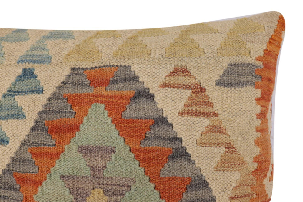 handmade Traditional Pillow Beige Rust Hand-Woven SQUARE 100% WOOL Hand woven turkish pillow2 x 2