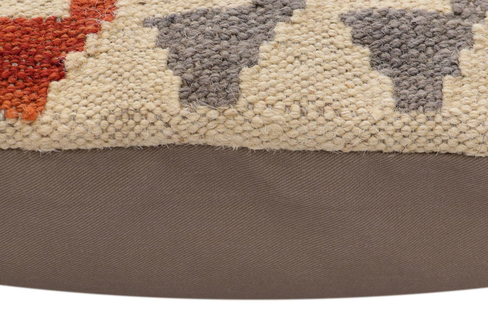 handmade Traditional Pillow Beige Rust Hand-Woven SQUARE 100% WOOL Hand woven turkish pillow2 x 2