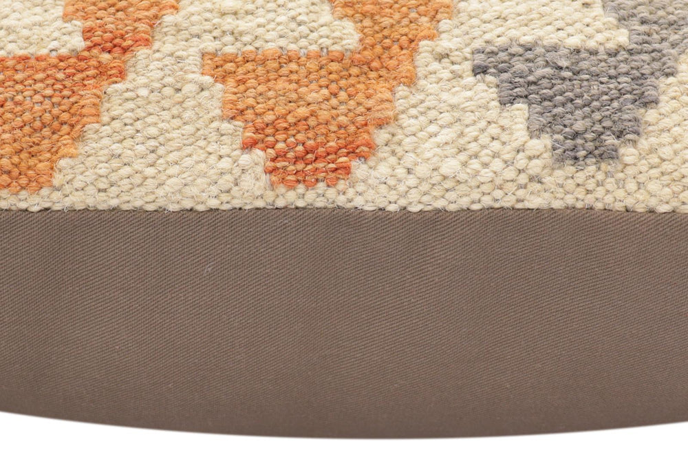 handmade Traditional Pillow Beige Rust Hand-Woven SQUARE 100% WOOL Hand woven turkish pillow2 x 2