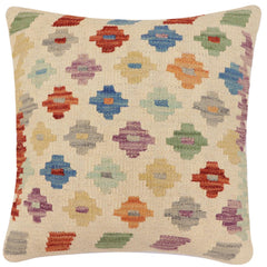 handmade Traditional Pillow Beige Rust Hand-Woven SQUARE 100% WOOL Hand woven turkish pillow2 x 2