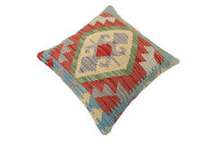 handmade Traditional Pillow Red Blue Hand-Woven SQUARE 100% WOOL Hand woven turkish pillow2 x 2