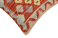 handmade Traditional Pillow Rust Blue Hand-Woven SQUARE 100% WOOL Hand woven turkish pillow2 x 2